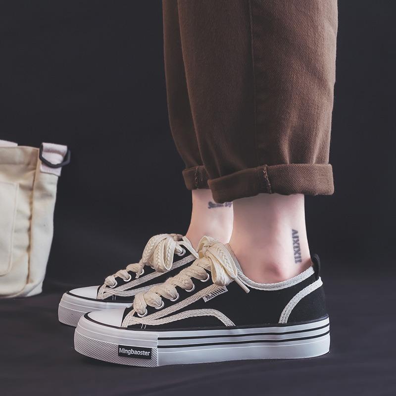 Wheat ear shoelaces platform canvas shoes women's summer breathable new versatile niche board shoes soft sole white shoes
