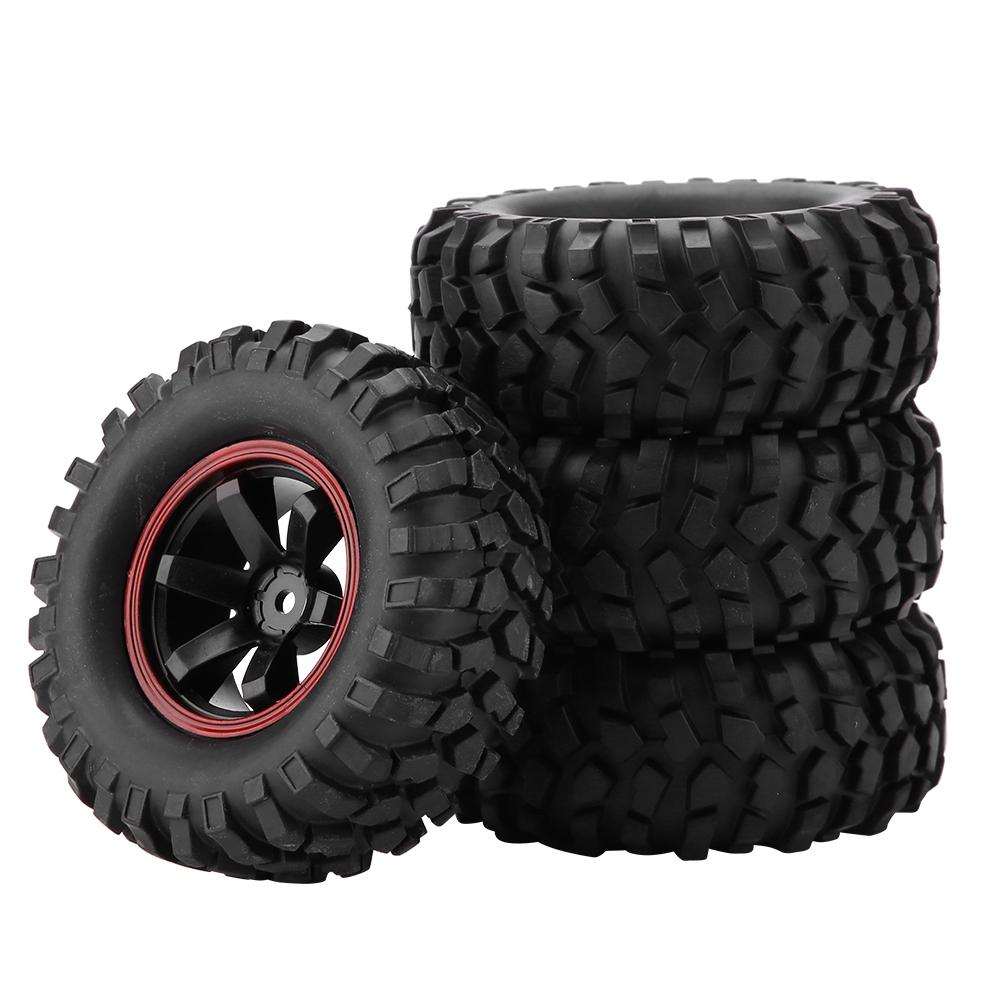 

4Pcs 6 Holes Wheel Tyres Rubber Tires With Hubs for 1/10 Scale RC Crawler Off road Truck Car