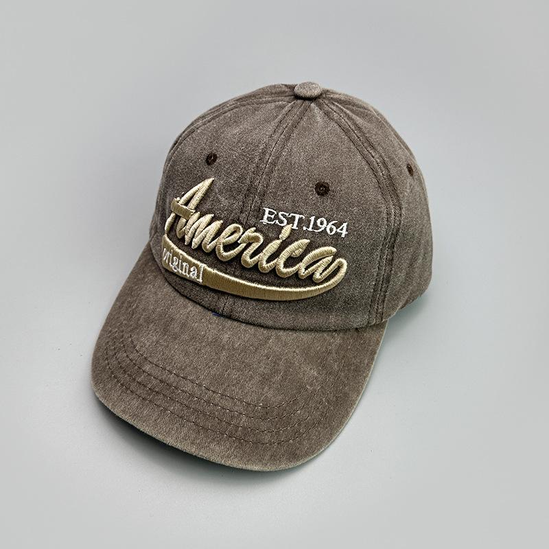 Retro Retro Color Matching American Baseball Cap Men S And Women S Outdoor Leisure Sunshade Versatile Cap 52-60cm коричневый