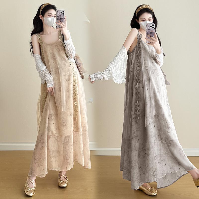 2025 Summer Korean-Style Maternity Dress & Sun Protection Set