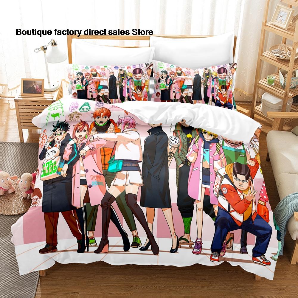 DAN DA DAN Bedding Set Single Twin Full Queen King Size Bed Set Kids Bedroom Duvetcover Sets DAN DA DAN Bed Sheet Set EU Single(135x200cm)