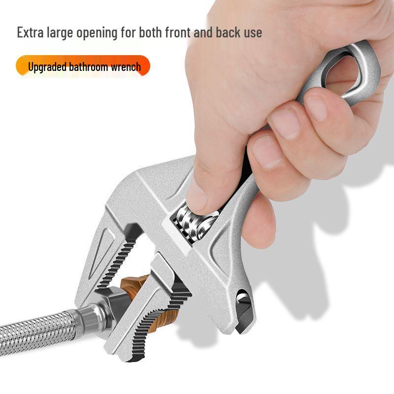 Extra Large Opening Short Handle Multifunctional Bathroom Wrench for Drain Pipe & Air Conditioner Installation