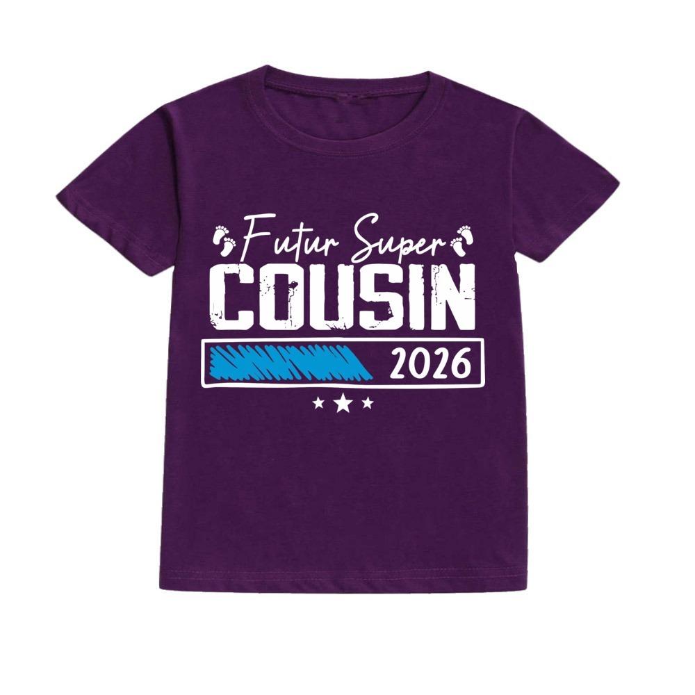 Feture Super Cousin 2026 Kid Tshirt Casual Short Sleeve Child Tee Tops Round Neck T Shirt Pregnancy Announcement