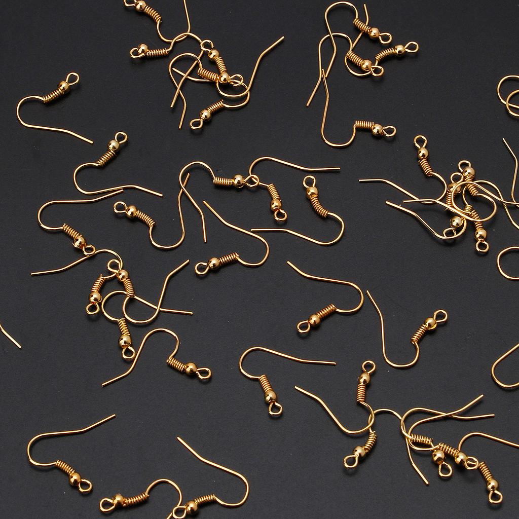 100 Pcs Silver Gold Fishhook Earring Hooks Hypoallergenic Ear Wires Fish Hooks
