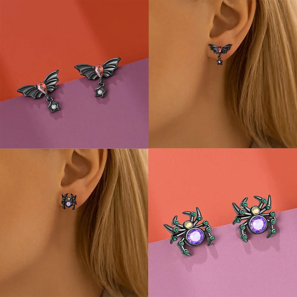 Heart Wings Stud Earrings 925 Silver Star Moon Design Women's Jewelry Devil's Eye Earrings Pendant Valentine's Day Jewelry Gifts