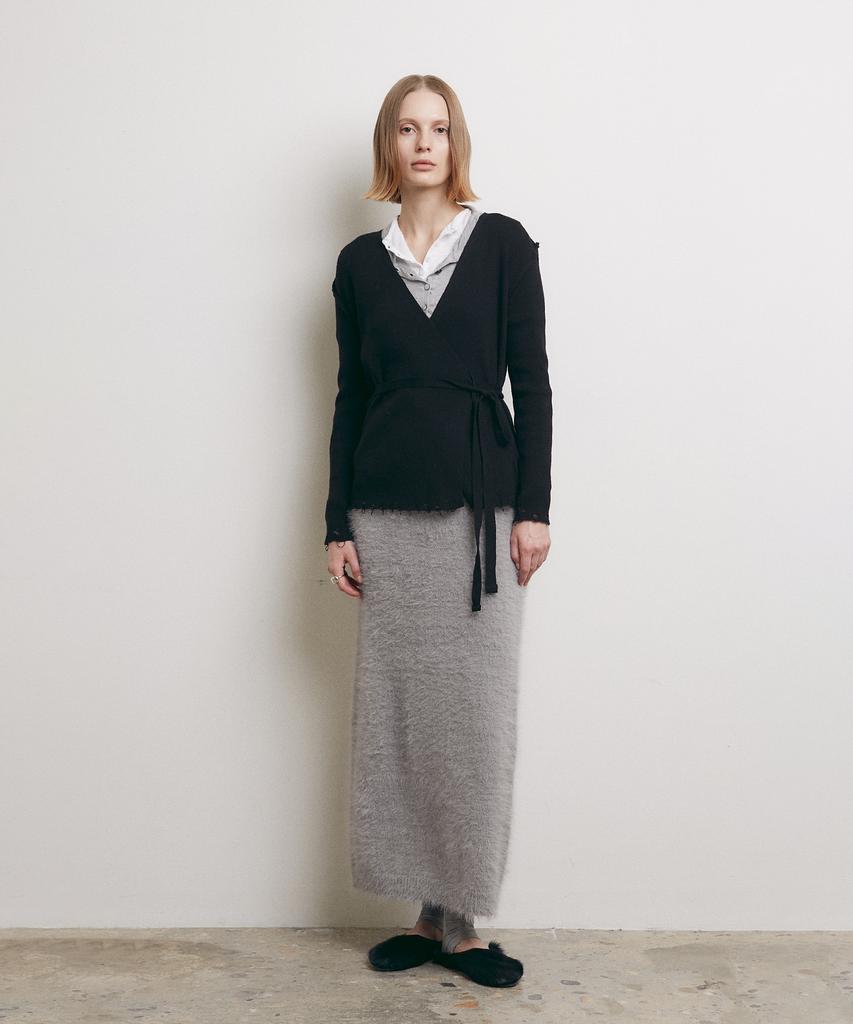 Loutaideu Hairy Knit Skirt [Grey]