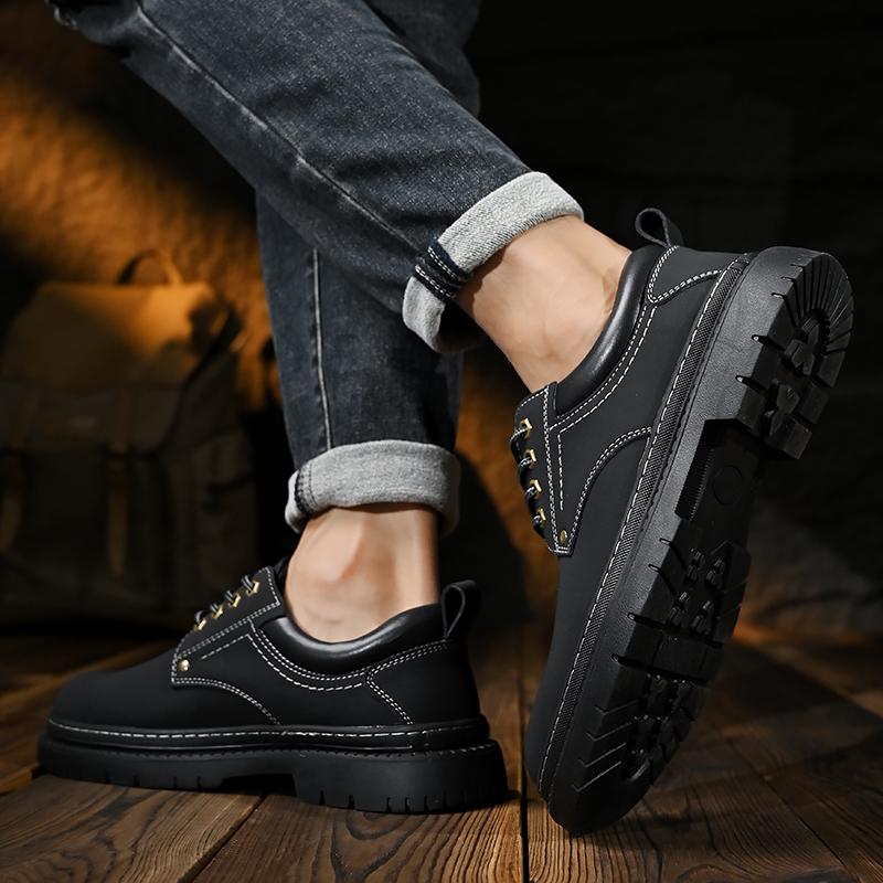 Men Shoes Leather Outdoor Work Chunky Luxury High Quality Comfortable Rubber Sole Mens Casual Men Business Dress Shoe