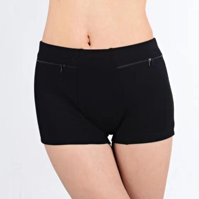 Women Cotton Panties High Waist Briefs Pockets Zipper Underwear Plus Size Underpants Simple Elderly Female Safety Shorts Pants Pants-shorts Bikinis