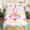 Rainbow Castle Duvet Cover King Queen Boys Girls Cartoon Girly Bedding Set Princess Castle Comforter Cover Bedroom Quilt Cover