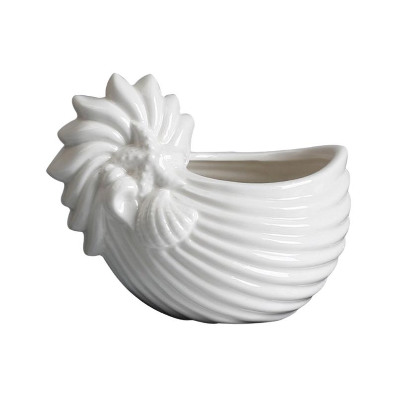 Ceramiczny Świecznik w Kształcie Muszli do Wystroju Domu Motyw Oceaniczny Doniczka na Sukulenty Miniaturowa Doniczka Dekoracyjny Pojemnik
