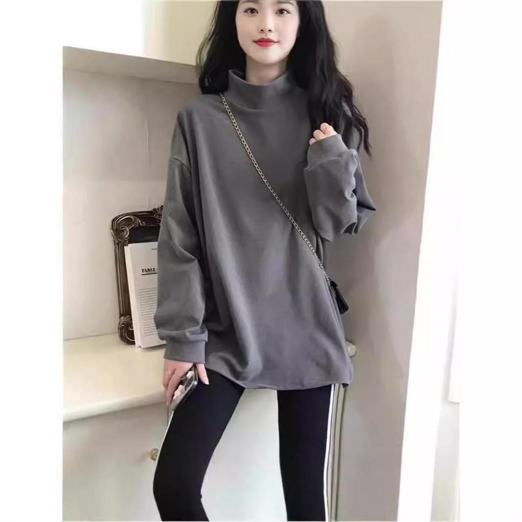 Women's 2024 Autumn/Winter Half Turtleneck Warm Loose Long Sleeve Top