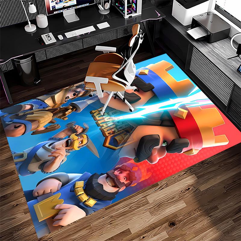 1pc Clash Royale Print Area Rug - Soft, Washable Non-Slip Indoor Mat for Office Chairs, Living Room, Home Office Decorative Rug