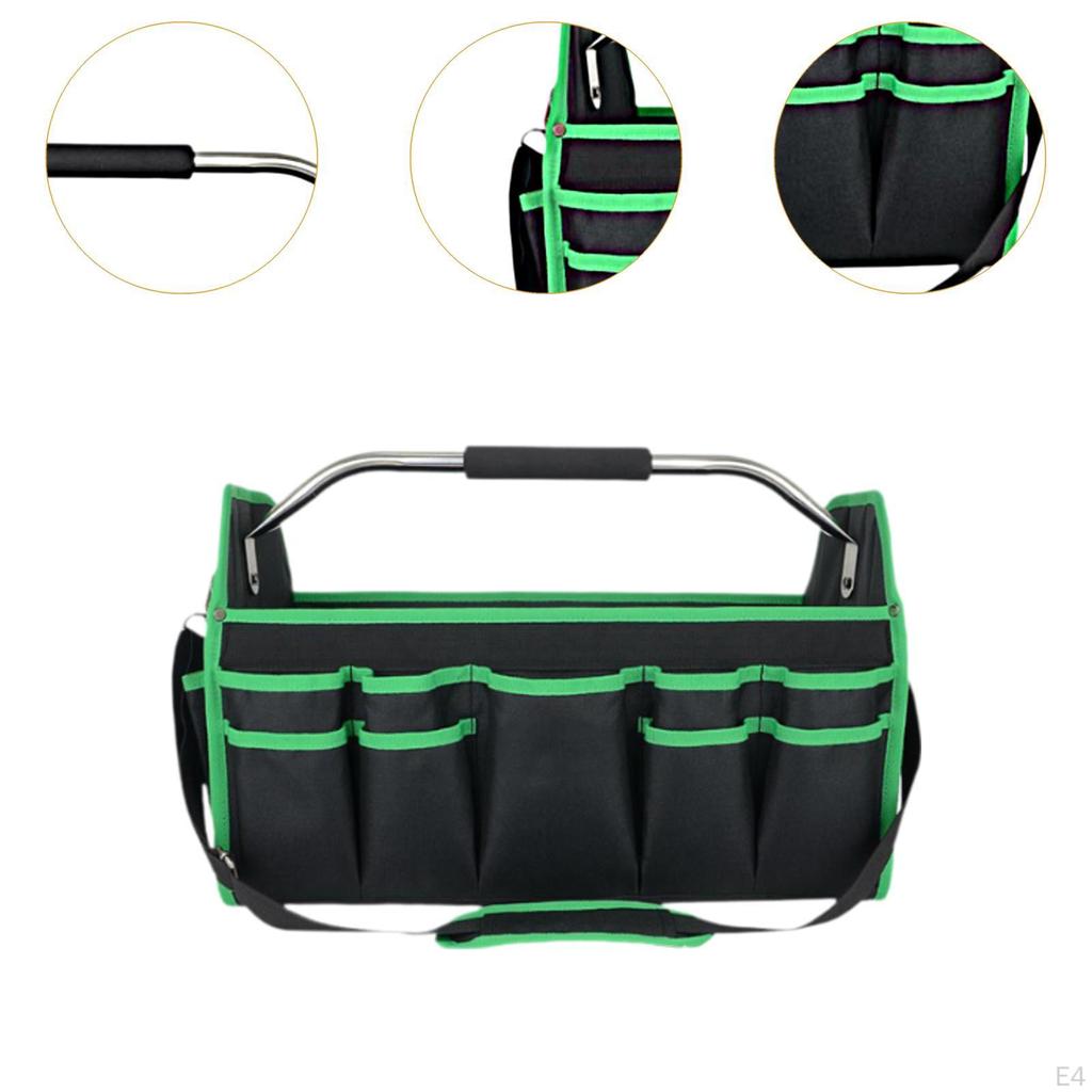 16 Inch Foldable Tool Storage Bag Oxford Cloth Tote Adjustable Shoulder Strap for Carpenter