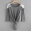 Timeless Design Cotton And Polyester Womens Lace Stitching Round Neck Top