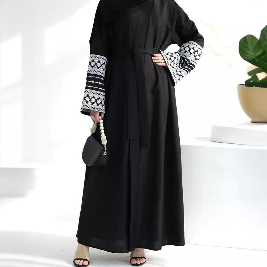 Elegant Embroidered Cardigan Robe Abaya Dress for Women - Dubai Turkey Middle East