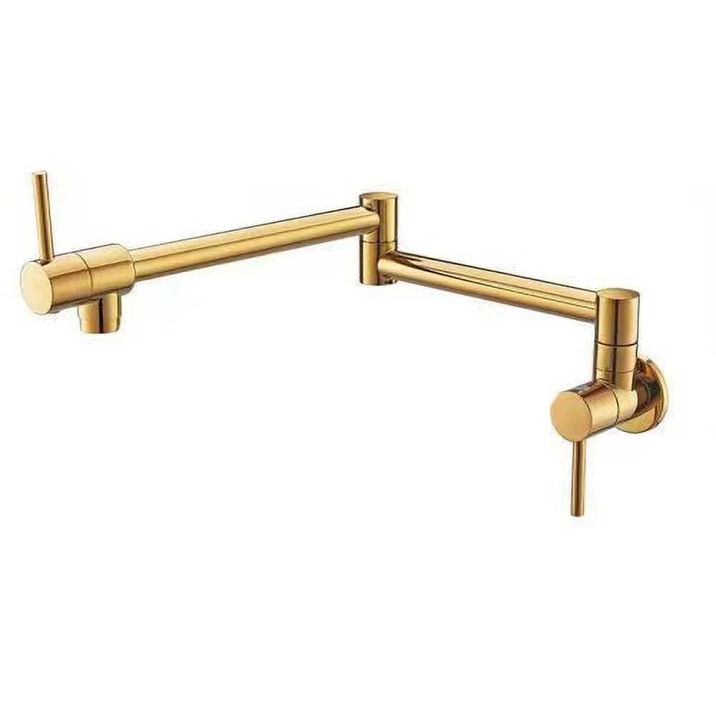 kitchen Brass Pot Filler Tap Wall Mounted Foldable Faucet Single Cold Single Hole Rose Gold Sink Tap
