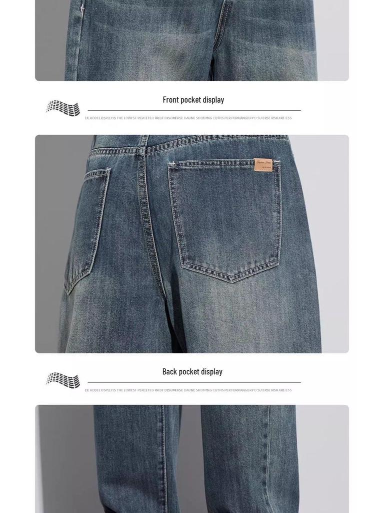 Men's 2025 Retro Loose Straight-Leg Jeans - Wide-Leg Casual Workwear Pants for Autumn and Winter