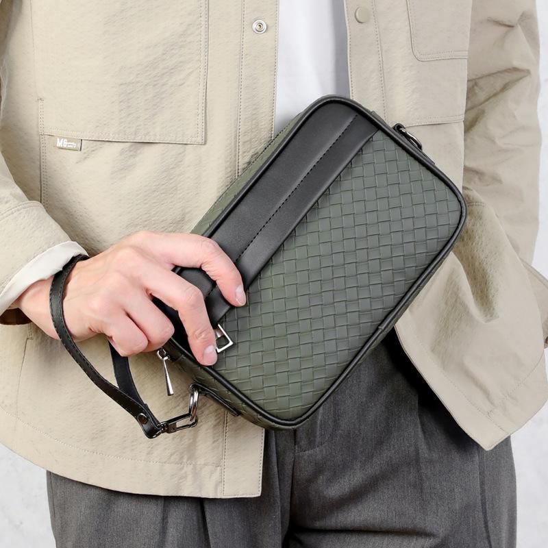 WEIXIER Herren Umhängetasche, Große Kapazität Premium Pu Leder Schultertasche, Einfache Vielseitige Pendler Sling für die Arbeit
