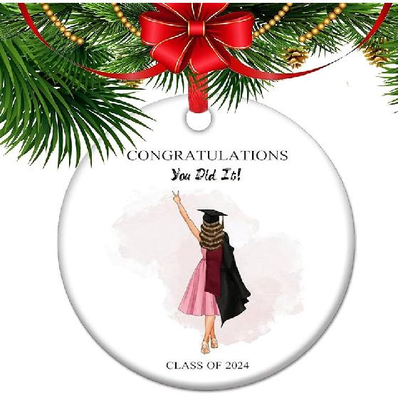 WOOHOO! You did it - Graduation Ornament Class of 2024, Xmas Gift for Senior College Graduate High School Grad University, 2024 Grad Christmas C20