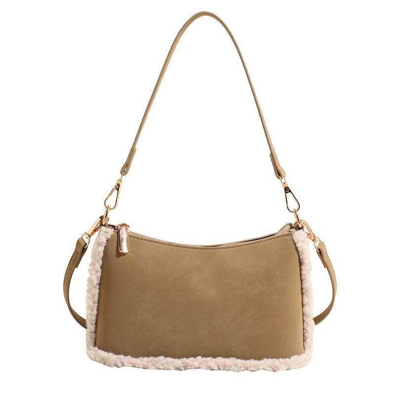 

Cute High-quality Lamb Plush Bag Female Niche Temperament All-matching Commuting Cross-body Handbag зелений