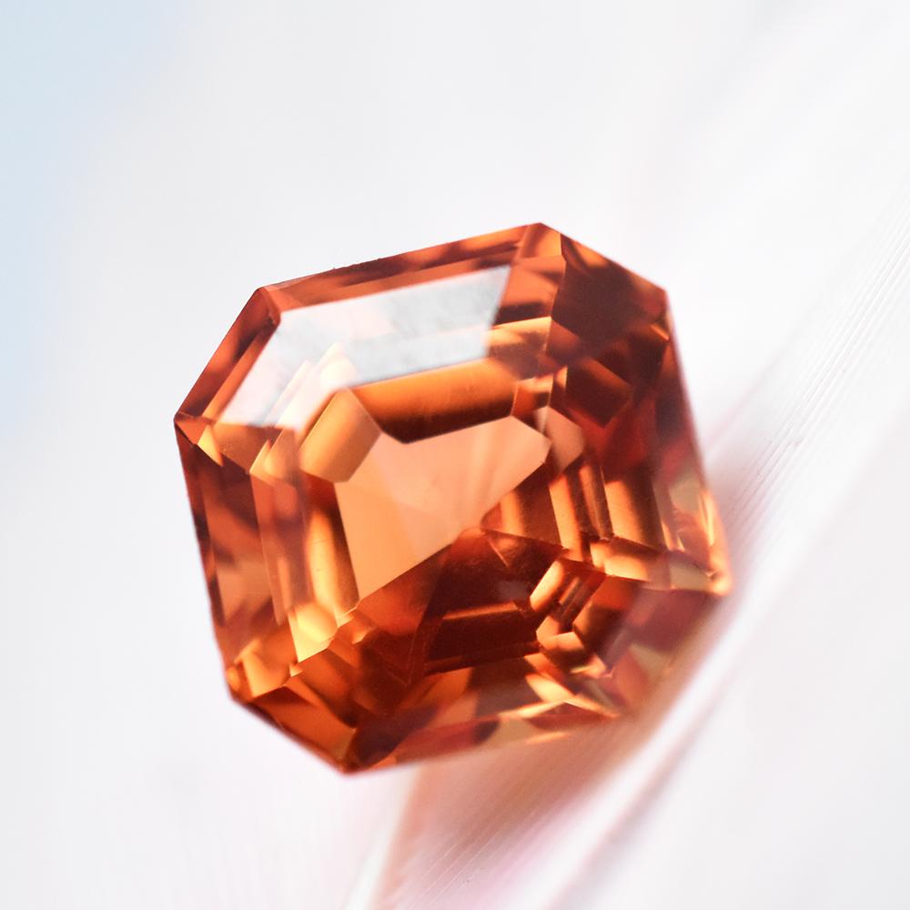 Natural Orange Sapphire Loose Gemstone 4.20 Ct Brilliant Square Cut September Birthday Birthstone