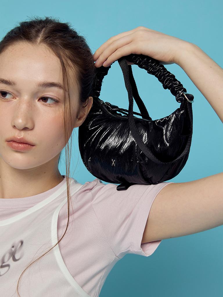 Joseph&Stacey Daily Shirring Shoulder Bag Sleek Black