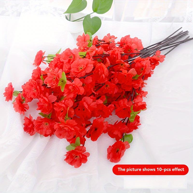 10ks elegantních umělých stonků třešňových květů - realistické vysoké umělé květiny pro výzdobu vázy, ideální pro svatby, domov, jaro a novoroční slavnosti