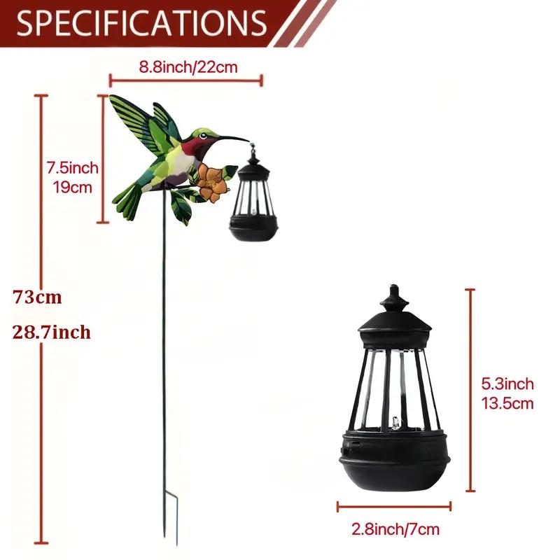 Solar Hummingbird Palace Lantern Vintage Metal Solar Watering Can Light Outdoor Hanging Kettle Lamp for Garden Path Patio Decor