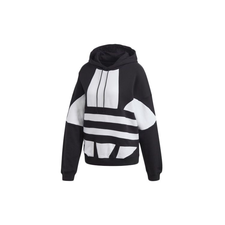 adidas Originals Trefoil Logo Womens Hoodie Large Logo American Style Sweatshirt Women Hoodies Black FS1308