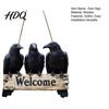 Unique Festival Gift Halloween Crow Door Hanger Sign Wooden Black Welcome Gothic Seasonal Hanging Plaque Rustic Vintage Outdoor Decor for