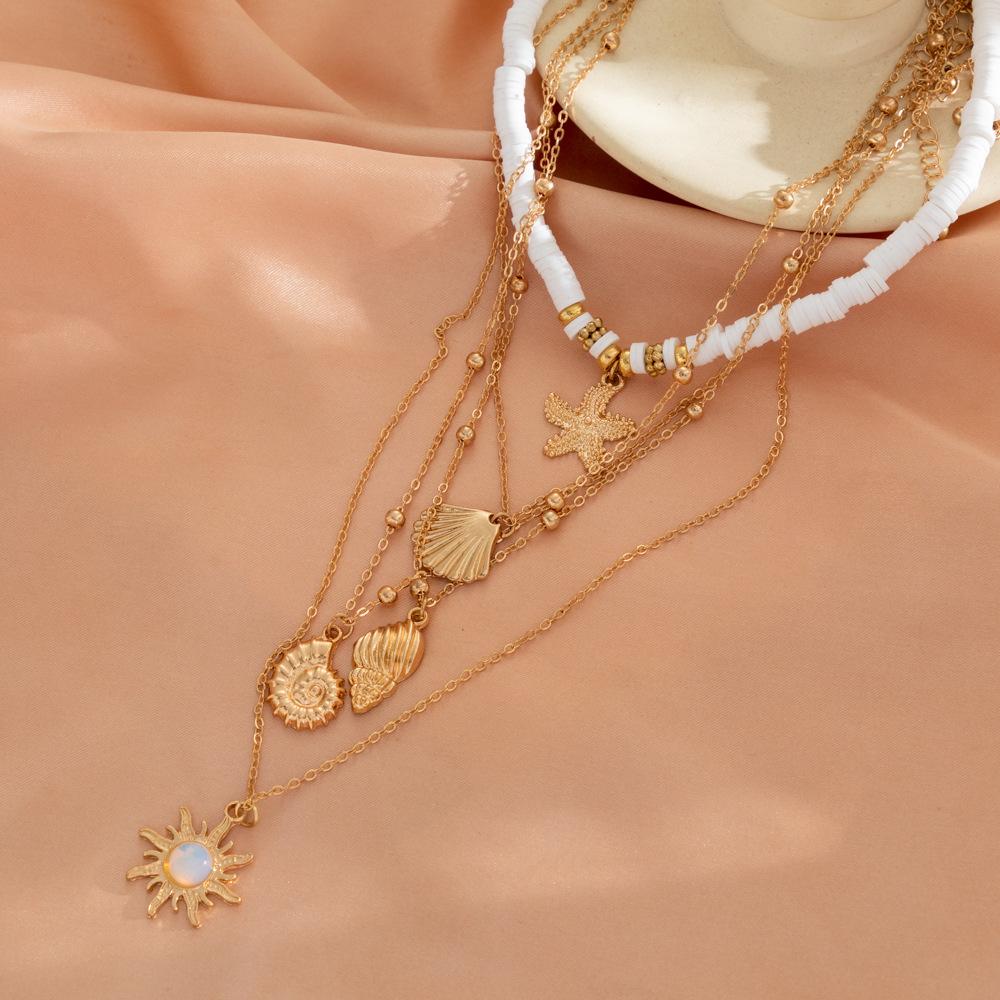 And Alloy Versatile Soft Clay Necklace Featuring Exotic Shells Perfect For Summer Outfits
