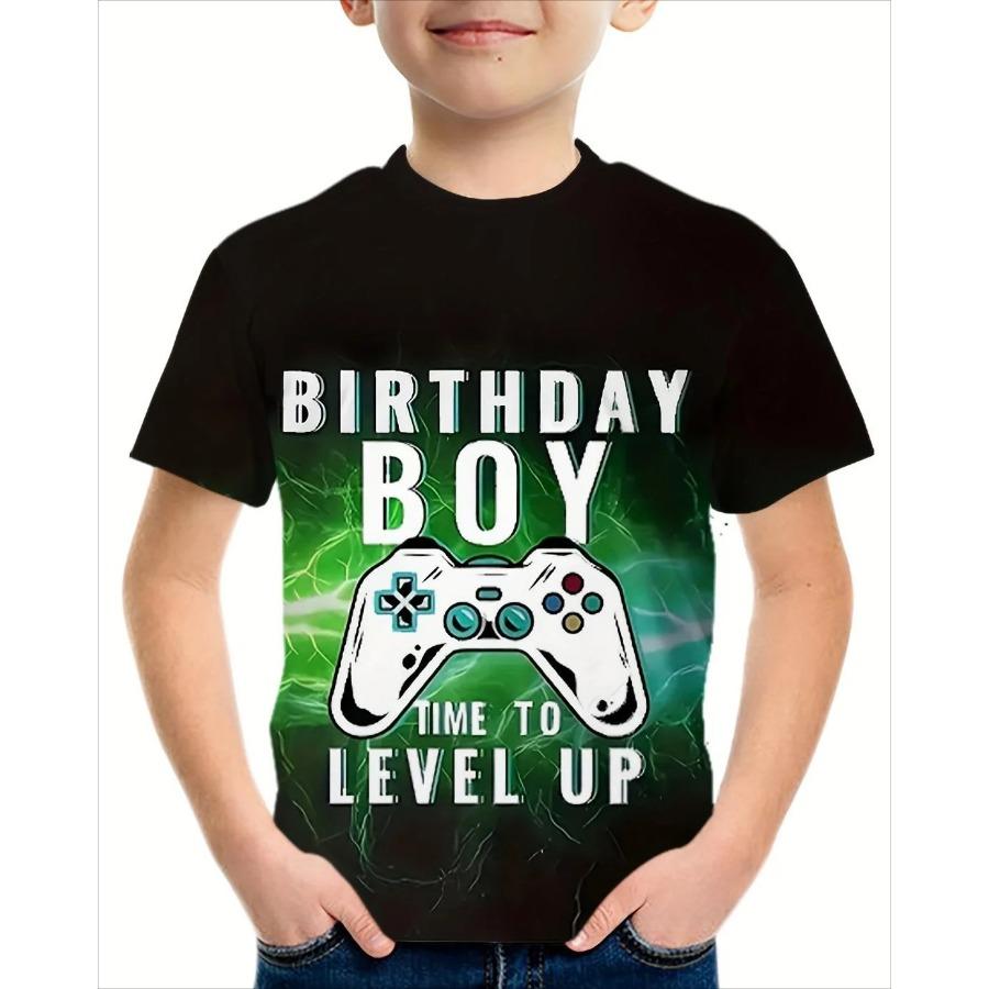 

Детская одежда Футболки для мальчиков Детские футболки с коротким рукавом 3D-принт геймпада Модная круглая горловина Детская летняя одежда 160