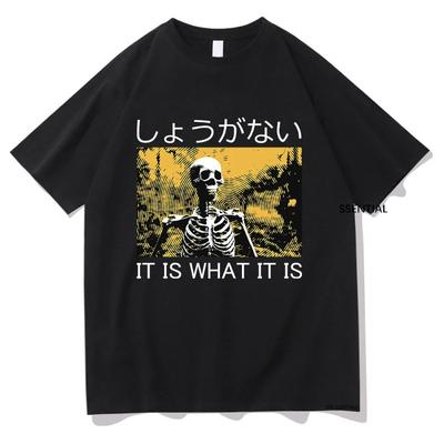 Camiseta Vintage É o Que É Esqueleto Engraçada Roupas Masculinas/Femininas Harajuku Camiseta Algodão Unissex Tops Camisetas Gráficas Hip Hop