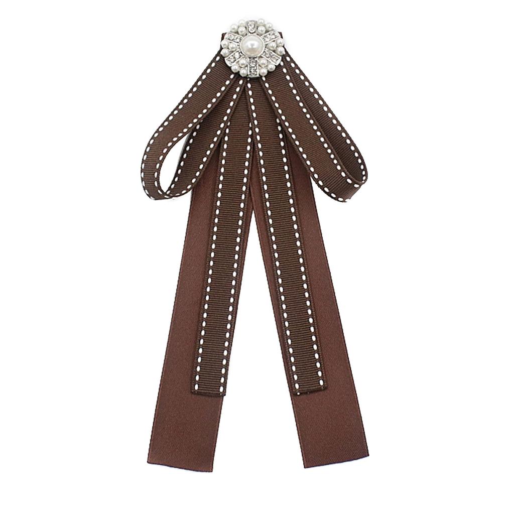 Coffee Brown Necktie Fashion School Uniform Bow Tie Solid Color Necktie for Women's Shirts