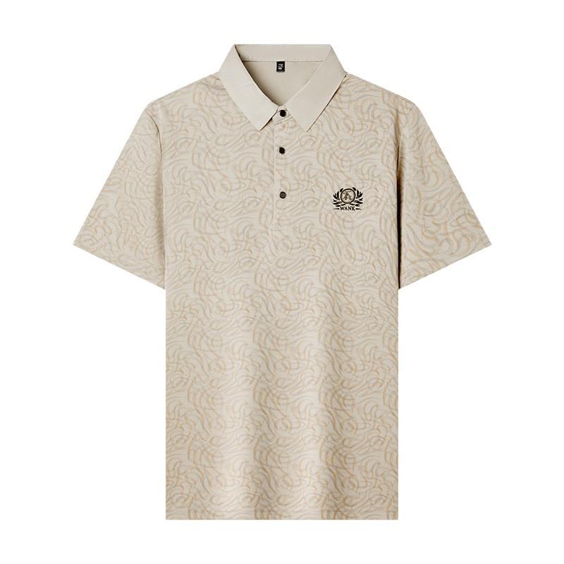 Men's Summer Ice Silk Lapel Polo Shirt - Casual Loose Fit with Embroidery