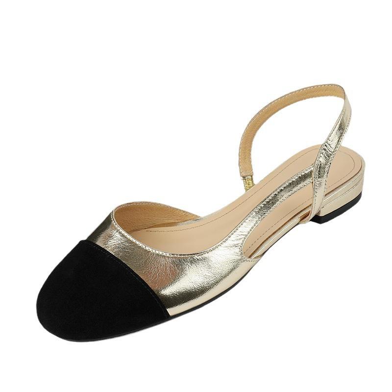 Baotou Roman sandals women's flat and versatile 2025 new summer small fragrant color matching British style women's sandals