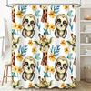 Animal Print Shower Curtain Kids Bathroom Decor Cartoon Giraffe Sloth Blue Yellow Flower Pattern Waterproof Bath Mat Set With Ri