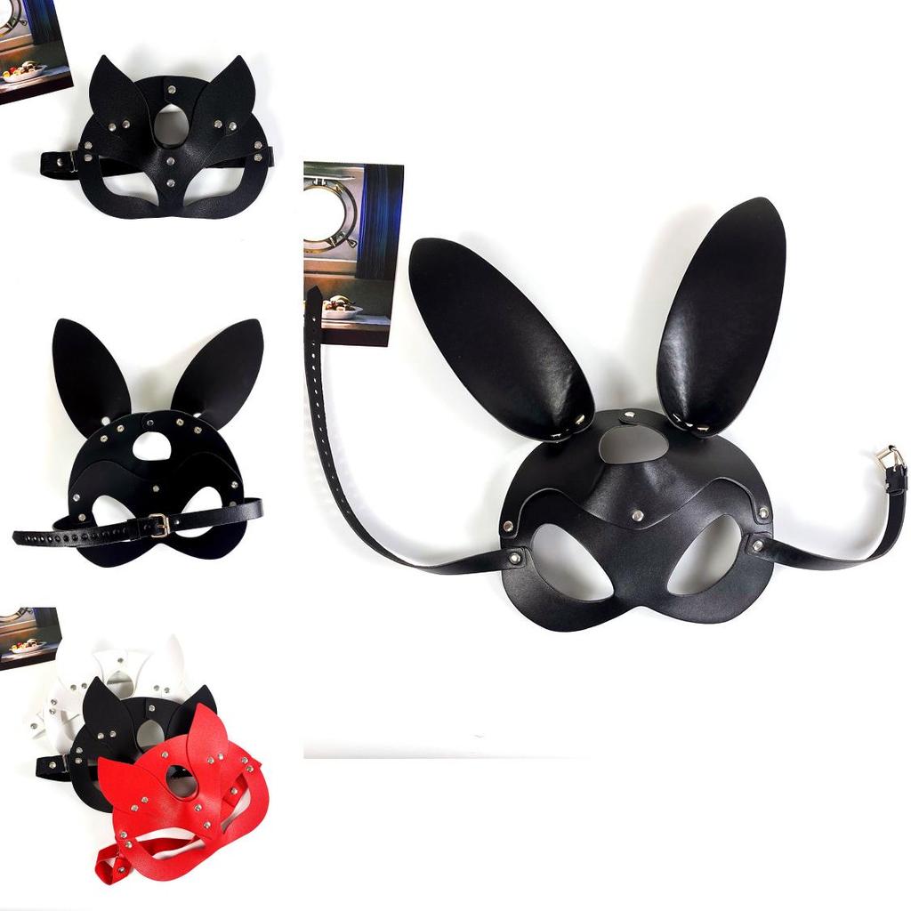 Cat Girl Mask For Costume Party With Leather Material Halloween Cosplay Accessories For Adults