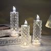 2Pcs Rose Projection Crystal LED Candle Light Transparent Battery Powered Christmas Decoration Lights Romantic Atmosphere