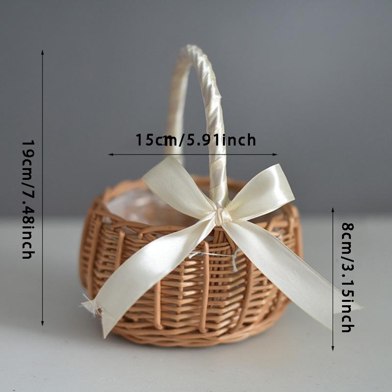 Woven Flower Basket Rattan Storage Multi-functional Hand-Held Wicker Baskets Pot Picnic for Wedding Decor