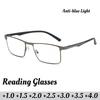 Metal Square Anti-blue Light Presbyopia Glasses Business Models TR90 Material Men Women Classic Fashion Reading Glasses +3.5+4.0