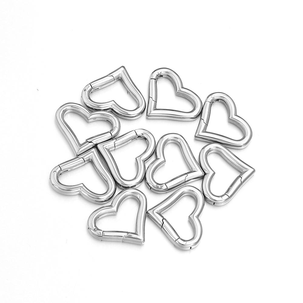 1Pcs 304 Stainless Steel Openable Clasps Heart Shape Carabiner Hook Ring Keychain For DIY Keyring Bags Jewelry Connector Buckles