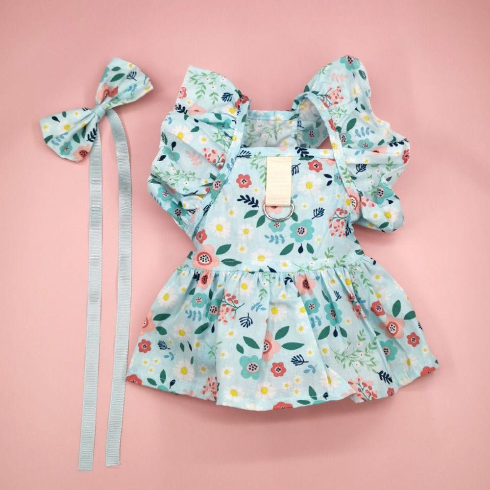 Atuendo Elegante Algodón Gato Volante Vestido Sin Mangas Cómodo Cachorro Falda de Princesa Transpirable Primavera Verano Vestido para Mascotas Perros Pequeños