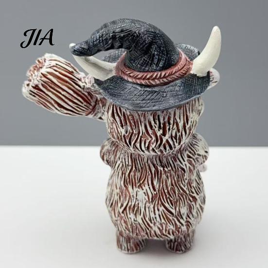 Unique Halloween Gift for Friends Highland Cow Figurine, Wizard Broom & Bat Wing Pumpkin Ornaments Ornament, Weatherproof Desktop Decor Home