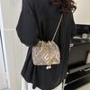 Cross Body Bohemian Bucket Checkered Shoulder Bag for Women Shopper Bags