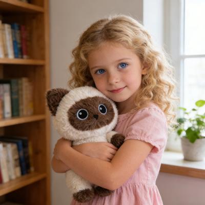 Cute Little Kitten Plush Toy Siamese & Calico Cat Stuffed Animal with Big Eyes Soft PP Cotton Doll Birthday Gift for Cat Lovers