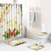 Christmas Shower Curtain Floor Mat Combination Four-Piece Set Bathroom Toilet Carpet Shower Room Mat Foot Mat