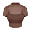 Yoga Clothes Women's Summer New Models with Chest Pads, Mesh Yarn, Fake Two-piece Fitness Clothes, Sports Training, Short-sleeved Vest Top