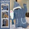 Women's Cute Shark Hooded Pajamas: Thickened Coral Fleece for Warmth, Perfect for Winter Lounging and Outdoor Wear.