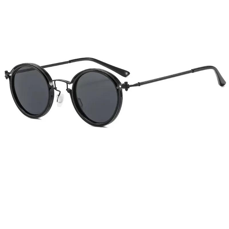 Men'S Round Frame Punk Style Metal Sunglasses Men'S Commercial Uv Resistant Glasses Outdoor Driving Sunscreen Goggles